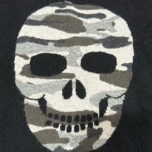 Aqua Women's Black Camouflage Skull Crewneck Sweater